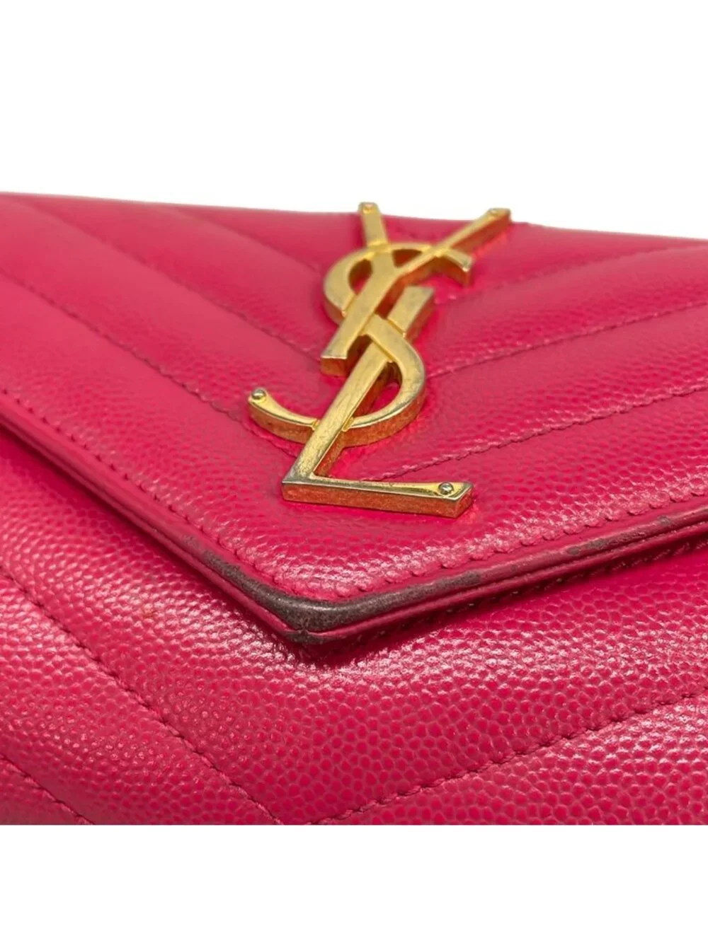 Saint Laurent Paris Wallet Monogram Large Flap Pink Zip Around Leather - Picture 13 of 15